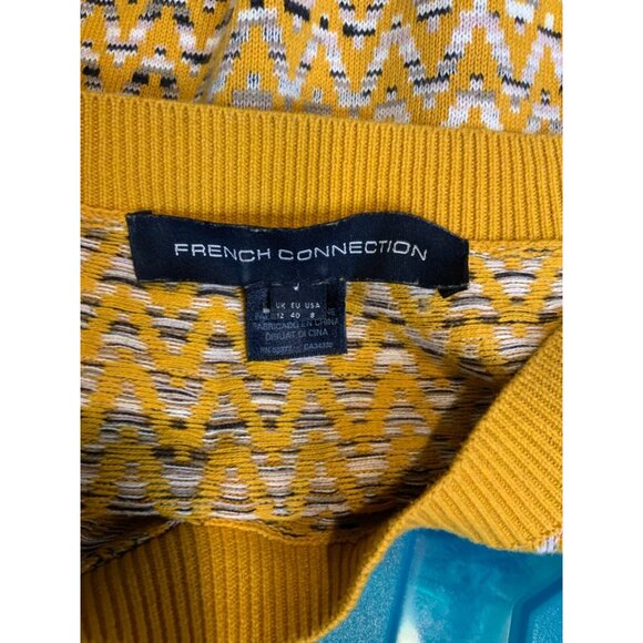 French Connection Yellow Gray Zig-Zag Long Sleeve Sweater Dress, Size 8 - Picture 5 of 5